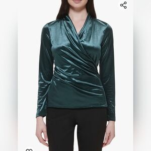 Tommy Hilfiger Womens Wrap Top Dressy Blouse Knit Top